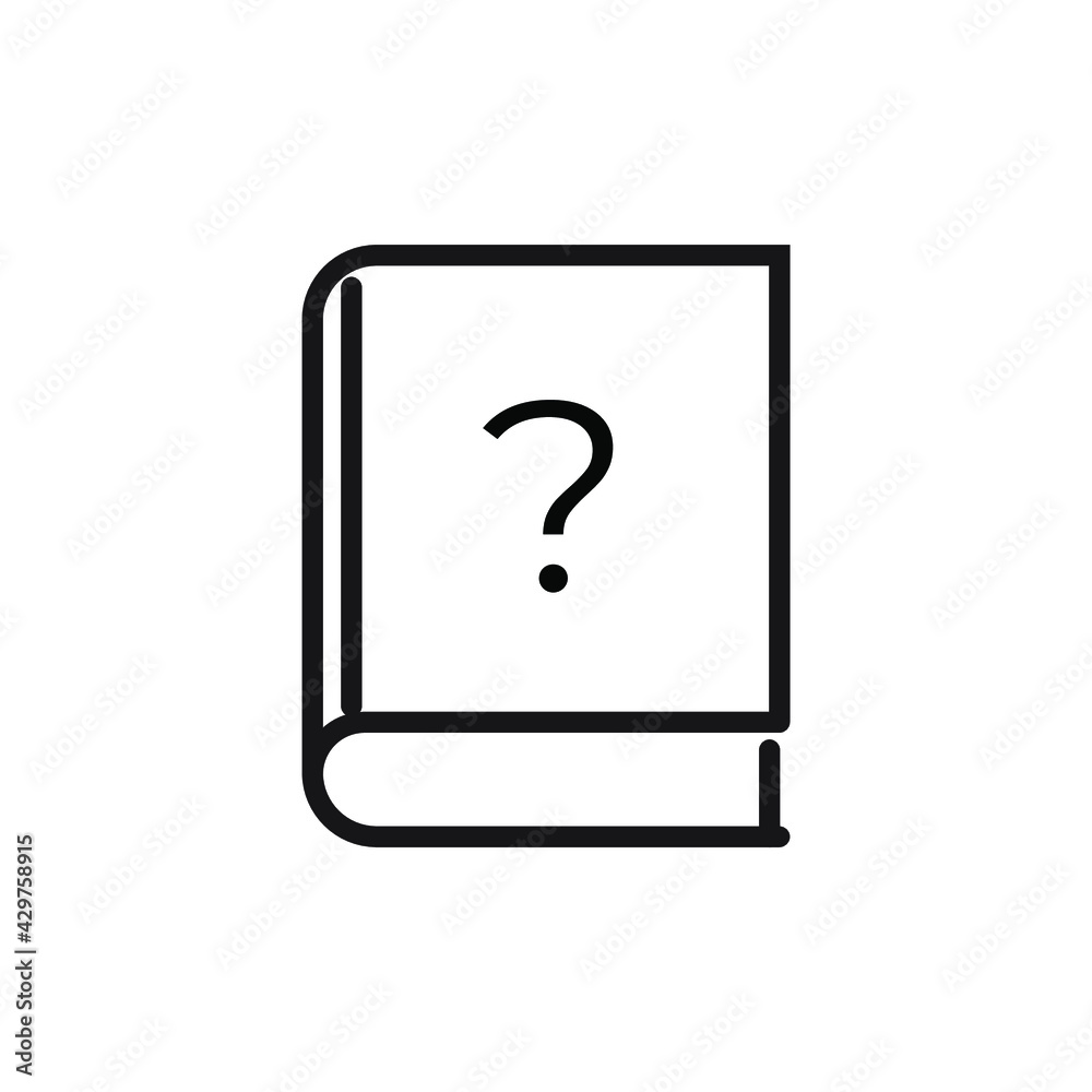 Aufkleber flat style book vector icon with question mark