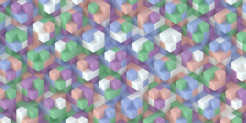 Texture and background of volumetric multicolored geometric shapes
