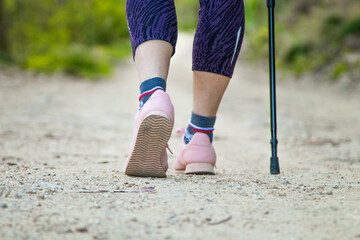 woman feet walking practicing hiking