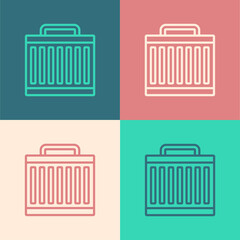 Pop art line Car radiator cooling system icon isolated on color background. Vector