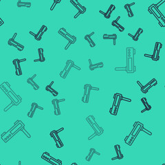 Black line Router and wi-fi signal icon isolated seamless pattern on green background. Wireless ethernet modem router. Computer technology internet. Vector