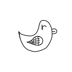 Vector hand drawn bird. Cute doodle bird characters.