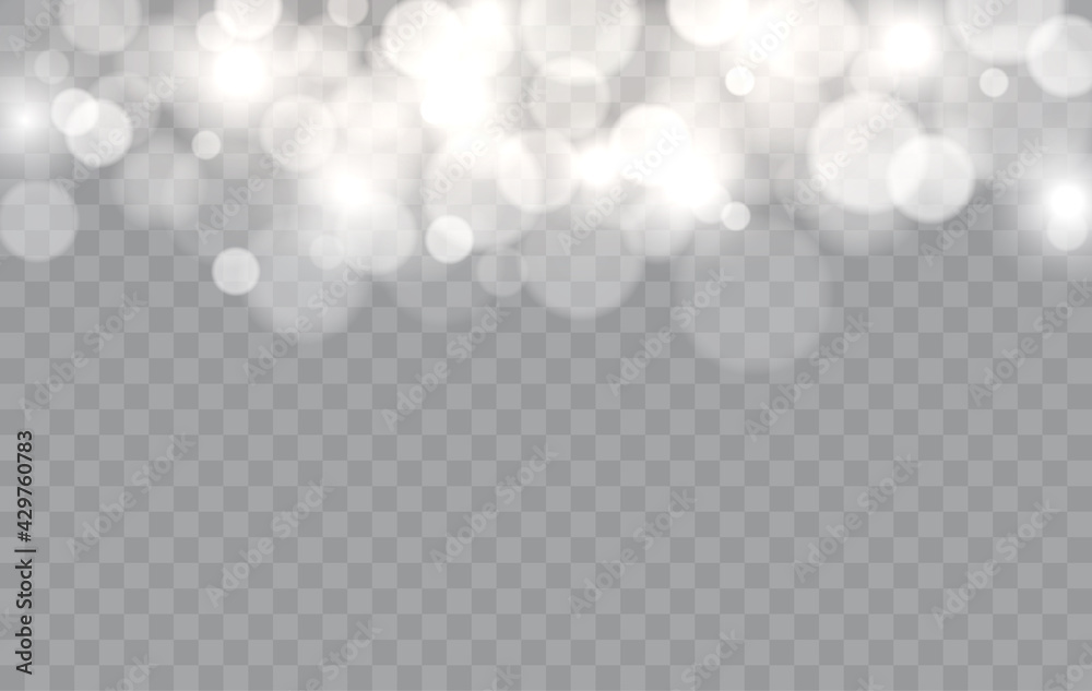 Poster bokeh lights isolated. transparent blurred shapes. abstract light effect. vector illustration