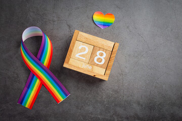 Rainbow ribbon awareness for LGBT community pride concept