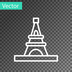 White line Eiffel tower icon isolated on transparent background. France Paris landmark symbol. Vector