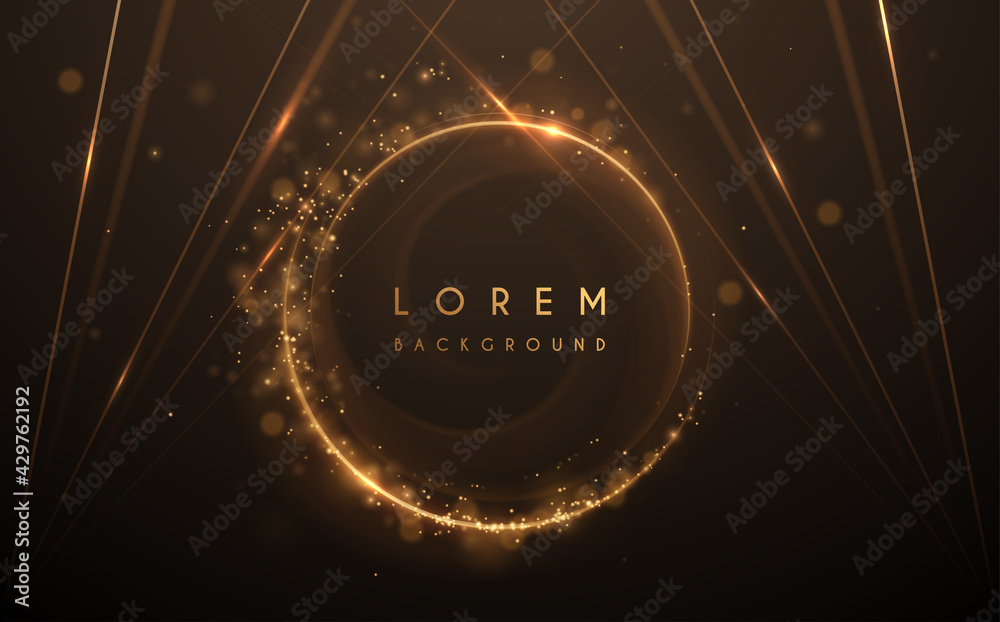 Wall mural abstract gold circle lines background with glow effect