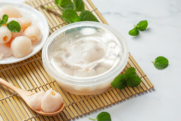 Lychee in Syrup on white background