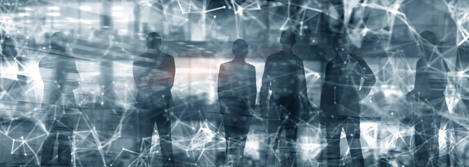 Business network concept. Abstract Mixed Media Style.