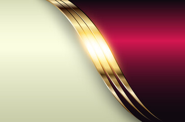 Business elegant background, gold metallic with dark purple pink color, 3D vector illustration.