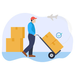 International shipping service parcel illustration