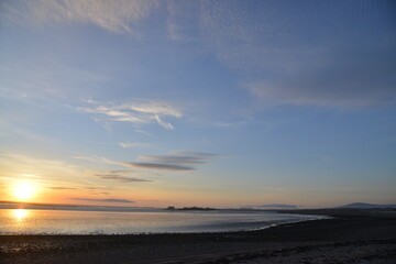 Sun Set over Piel Island, Barrow in Furness, Cumbria, England, UK