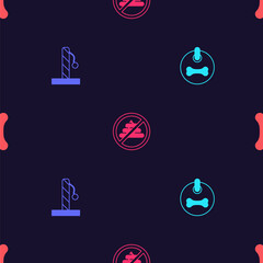 Set Dog collar, Cat scratching post, No shit and bone on seamless pattern. Vector