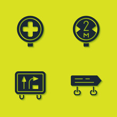 Set Hospital road traffic, Road sign, and icon. Vector