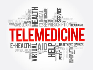 Telemedicine word cloud collage, health concept background