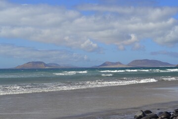 A beach of sand called Famara in the island of Lanzarote