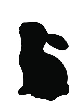Rabbit silhouette vector illustration isolated on white background. Rodent animal symbol. Easter holiday symbol.