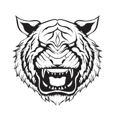 Wilf Tiger Head tattoo style in black and white
