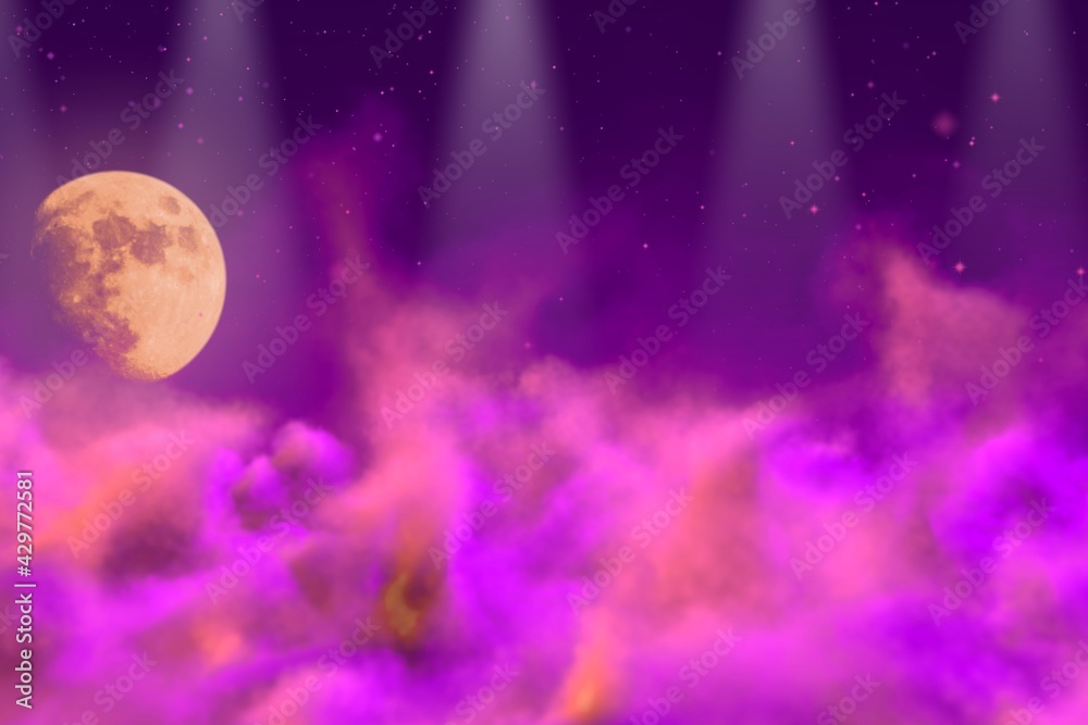 Wall mural magic clouds with moon with spotlights design abstract background for designing purposes