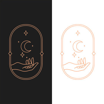 Elegant vector hend logo template in two color variations. Art Deco style logotype design for luxury company branding. Premium identity design.