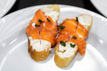 Bruschetta with ricotta and salmon