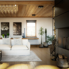 Modern Home Loft Interior  (detail) - 3d visualization