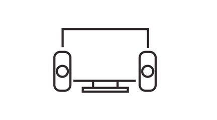 Screen with sound device icon. Vector isolated illustration of a screen ith a sound system