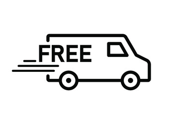 Shipping free delivery van icon symbol, Pictogram flat outline design for apps and websites, Isolated on white background, Vector illustration