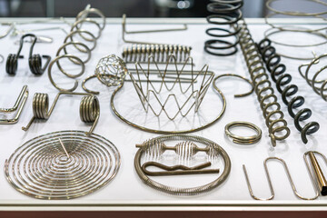 Various types of sample parts metal wire bending workpiece such as spring coil etc . After forming...