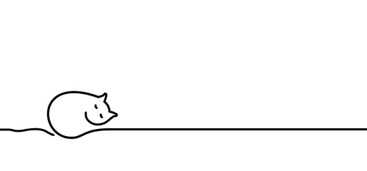 Drawing cat line pattern. sleeps, rests or dreams. Kitty silhouette pictogram. Flat vector cartoon sketch sign.