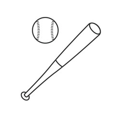 Baseball bat and ball outline