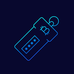 Fototapeta na wymiar crypto wallet for bitcoin line vector icon