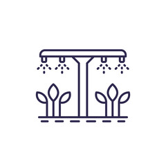 irrigation system, watering plants line icon