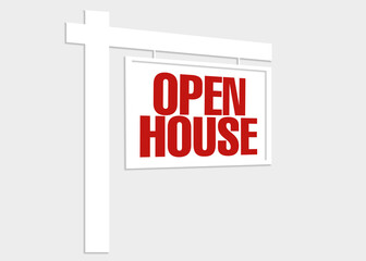 Open house sign, isolated on white background