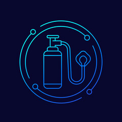 oxygen tank with mask line vector icon