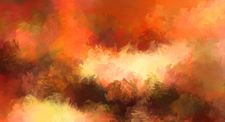 2D illustration of colorful brush strokes. Decorative texture painting. Vibrant paint pattern backdrop.