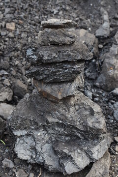 black colored coal stock on digging