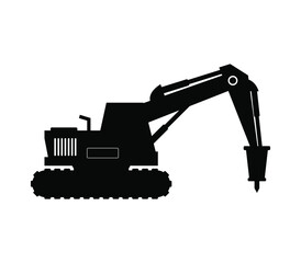 Excavator with hammer icon