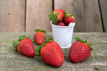 strawberries on a table