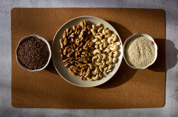 a plate filled with different types of nuts
