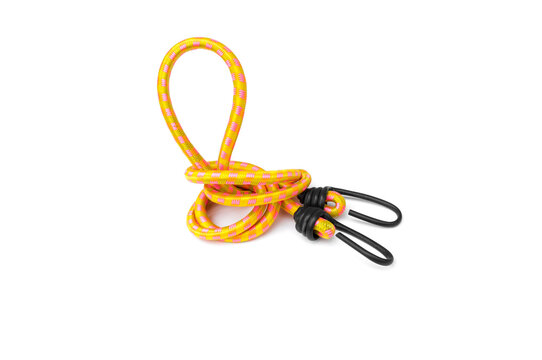 Elastic strap with hook isolated on white background.