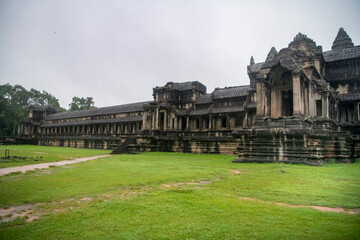 Angkor Wat is the largest temple in the world, it rains in the rainy season (Cambodia, 2019)