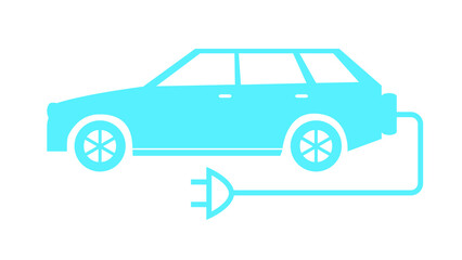 Electric Suv Car Solar Energy Blue Vehicle Sustainability Vector Illustration Eco Friendly Transportation Graphic Isolated SUV Car Auto with an Electric Plug