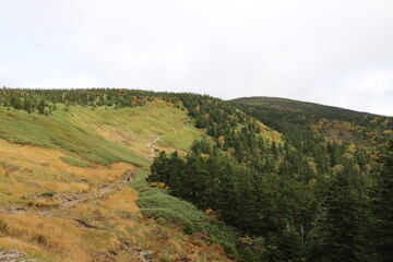 Naklejka premium 福島県の裏磐梯の西大顚から西吾妻山の登山