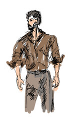 Fototapeta premium Abstract man hand drawn sketch eps10 vector illustration isolated on white background. No reference