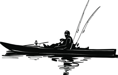 fishing in the sea by kayak