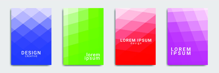  Minimal Covers Set With Gradient Shapes Composition Design. Brochure Collection, Futuristic Background, Cover, Print.
