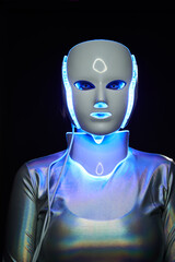 Portrait of futuristic robot. Concept of future technology.
