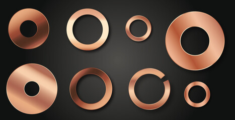 unterlegscheiben kupfer bronze messing metall, kupferringe und metallscheiben zum abdichten © cartoon-IT