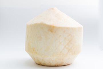 Coconut. Fresh young nut isolated on white background. Full depth of field. With clipping path.