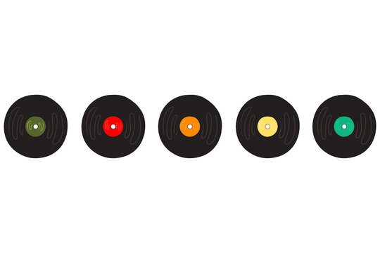 vector musical vinyl colored record in retro style
